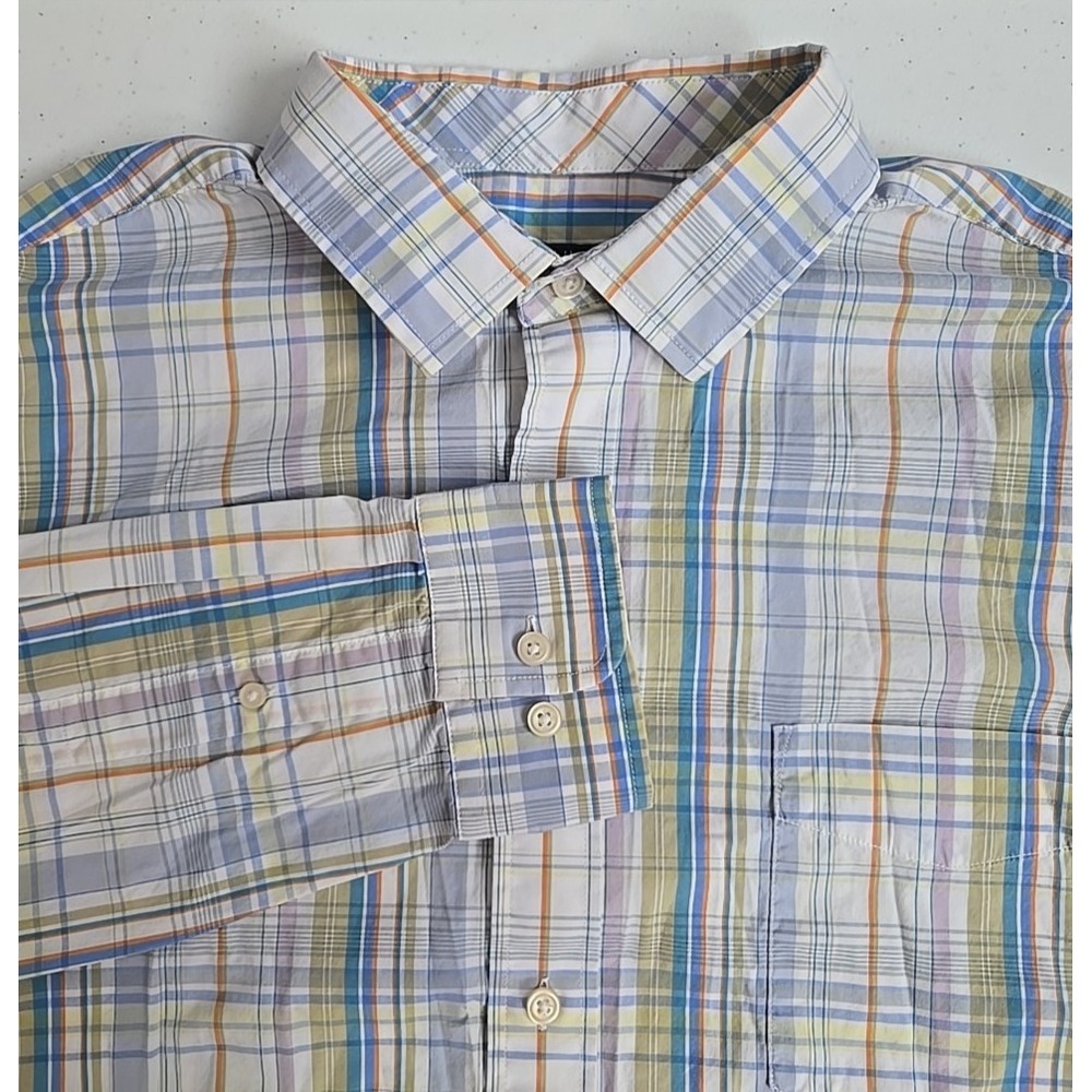 Cole Haan Grand OS Men's‎ XL Pastel Plaid Lightweight Long Sleeve Button Up